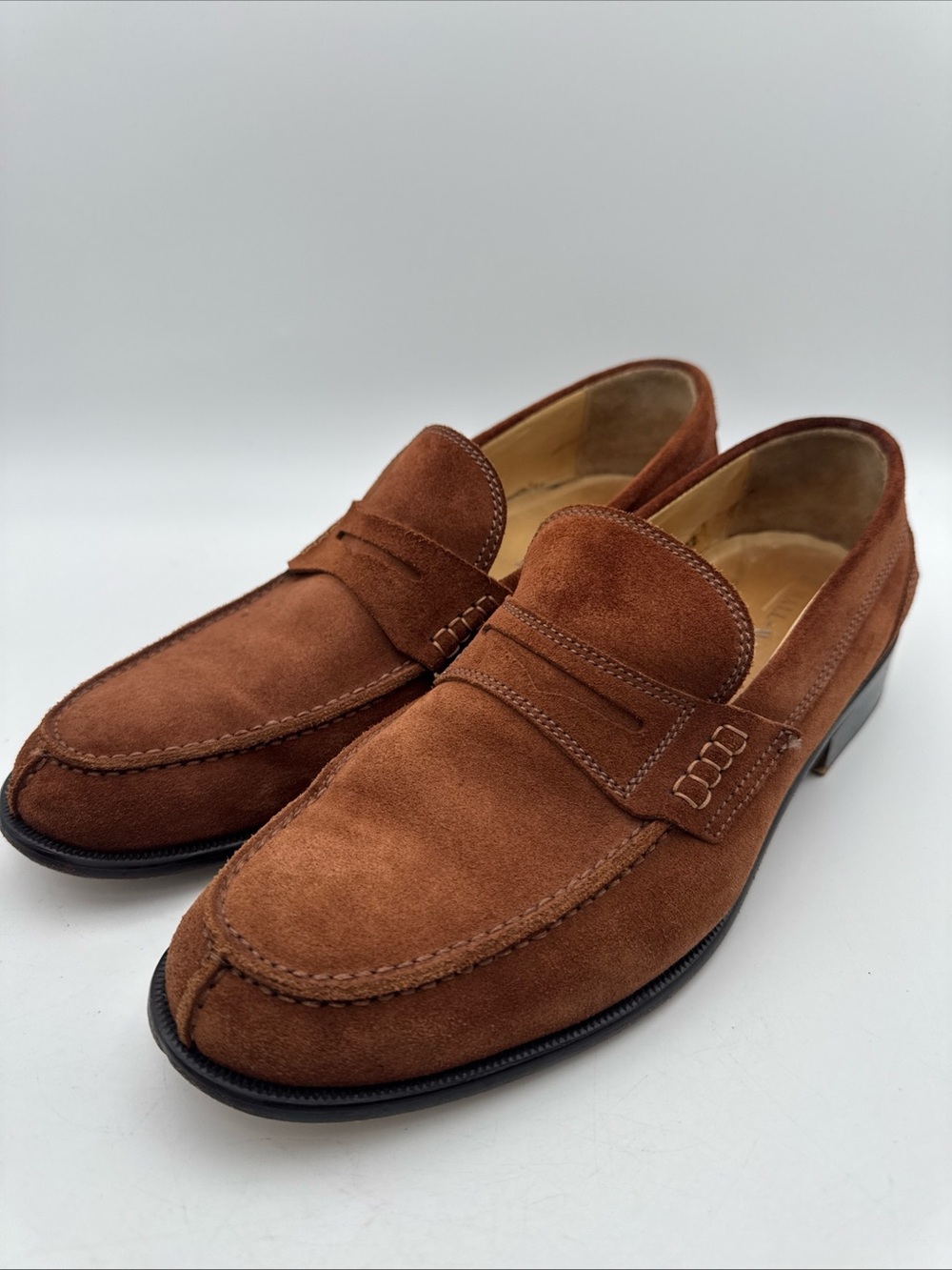 Wall Water Men’s Brown Penny Loafers Suede Shoes Italy Size 8M